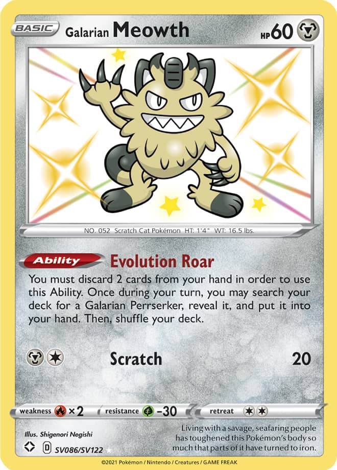 Galarian Meowth - Shining Fates: Shiny Vault SV086/SV122 - Shiny Holo Rare
