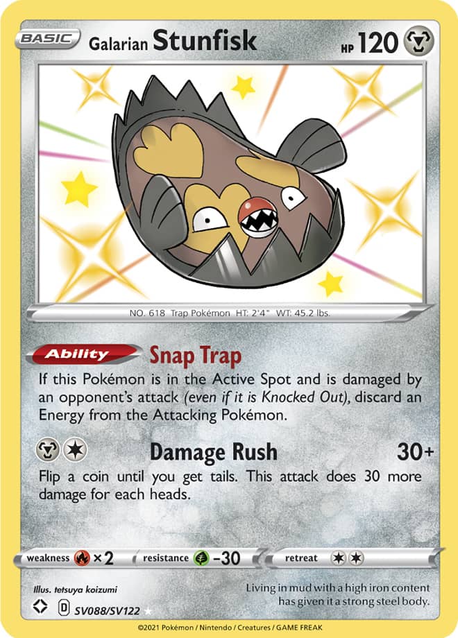 Galarian Stunfisk - Shining Fates: Shiny Vault SV088/SV122 - Shiny Holo Rare