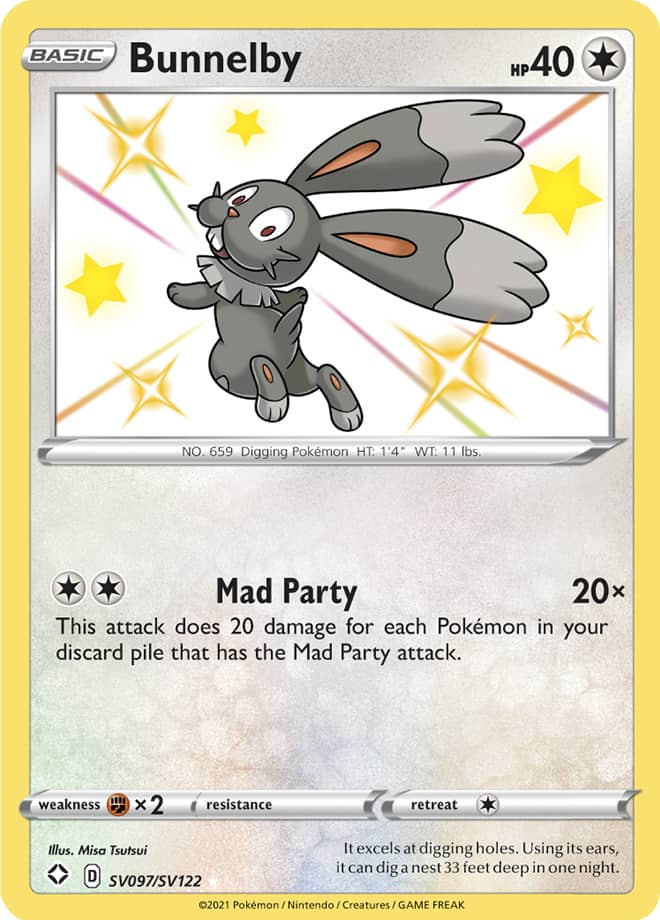 Bunnelby - Shining Fates: Shiny Vault SV097/SV122 - Shiny Holo Rare