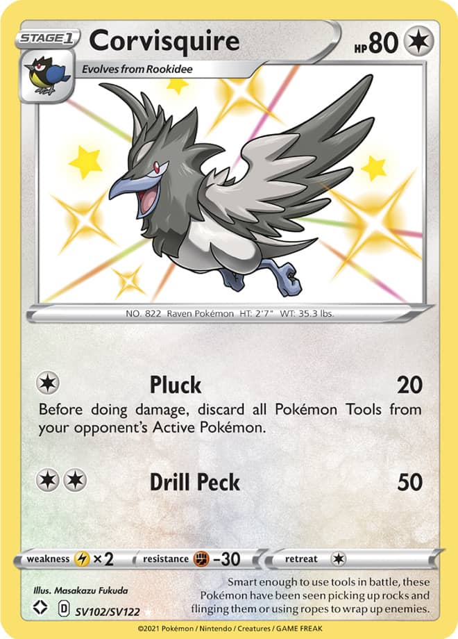 Corvisquire - Shining Fates: Shiny Vault SV102/SV122 - Shiny Holo Rare