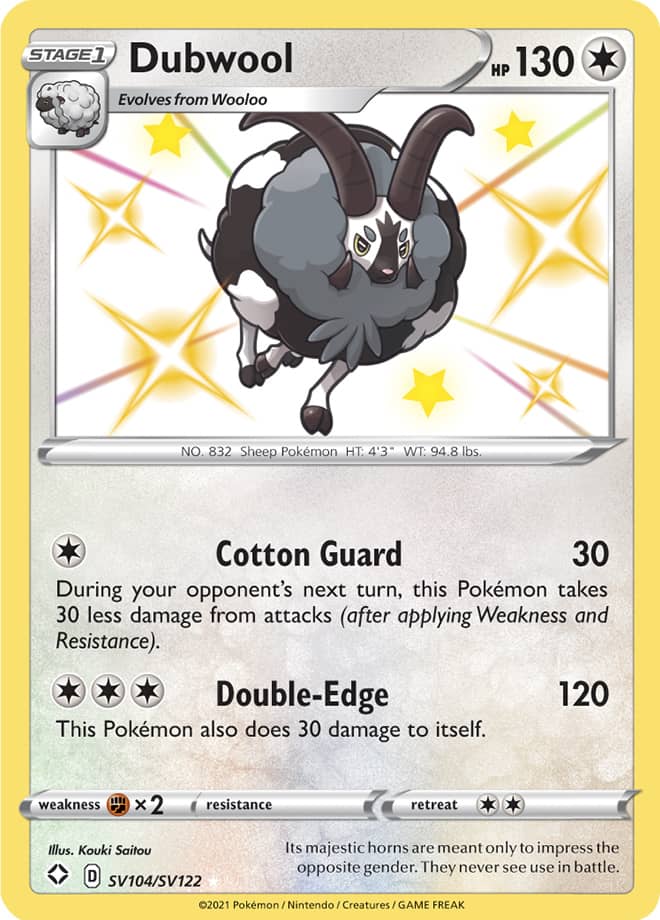 Dubwool - Shining Fates: Shiny Vault SV104/SV122 - Shiny Holo Rare