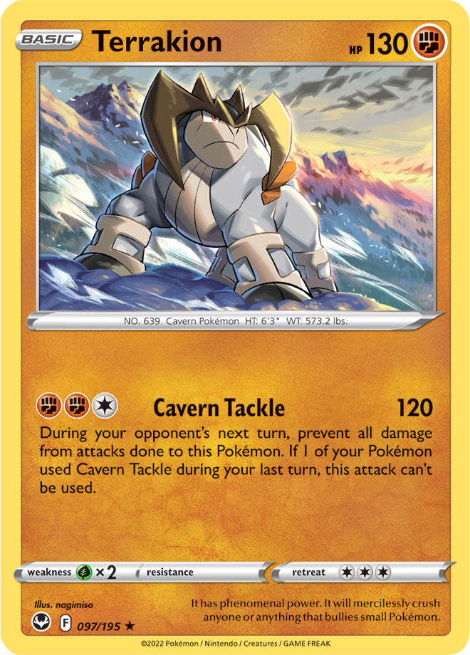 Terrakion - Silver Tempest 097/195 - Rare Holo