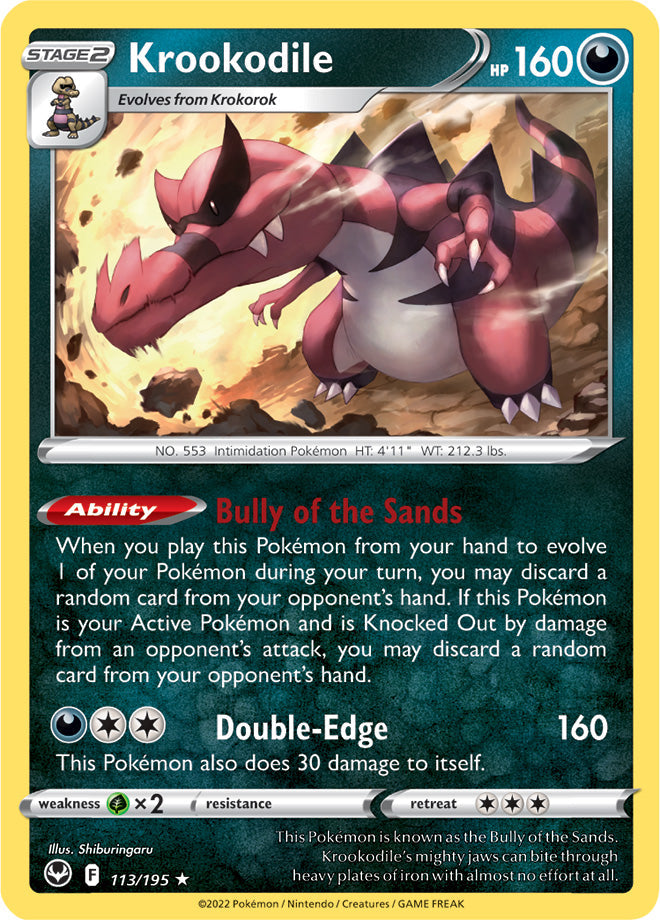 Krookodile - Silver Tempest 113/195 - Rare Holo