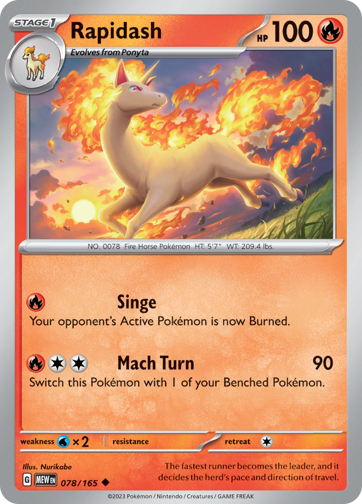 Rapidash - Scarlet & Violet 151 - 078/165 - Uncommon