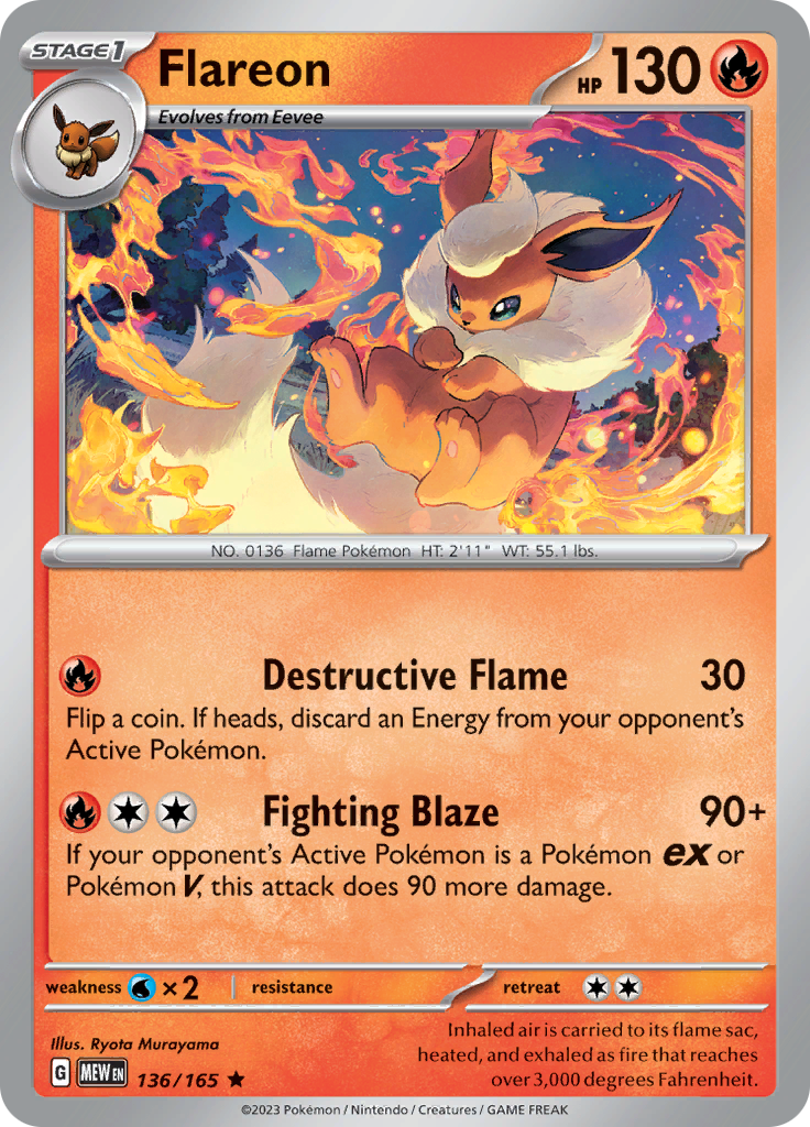 Flareon - Scarlet & Violet 151 - 136/165 - Rare