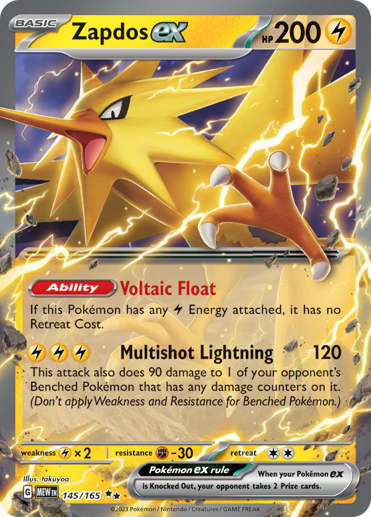 Zapdos ex - Scarlet & Violet 151 - 145/165 - Double Rare