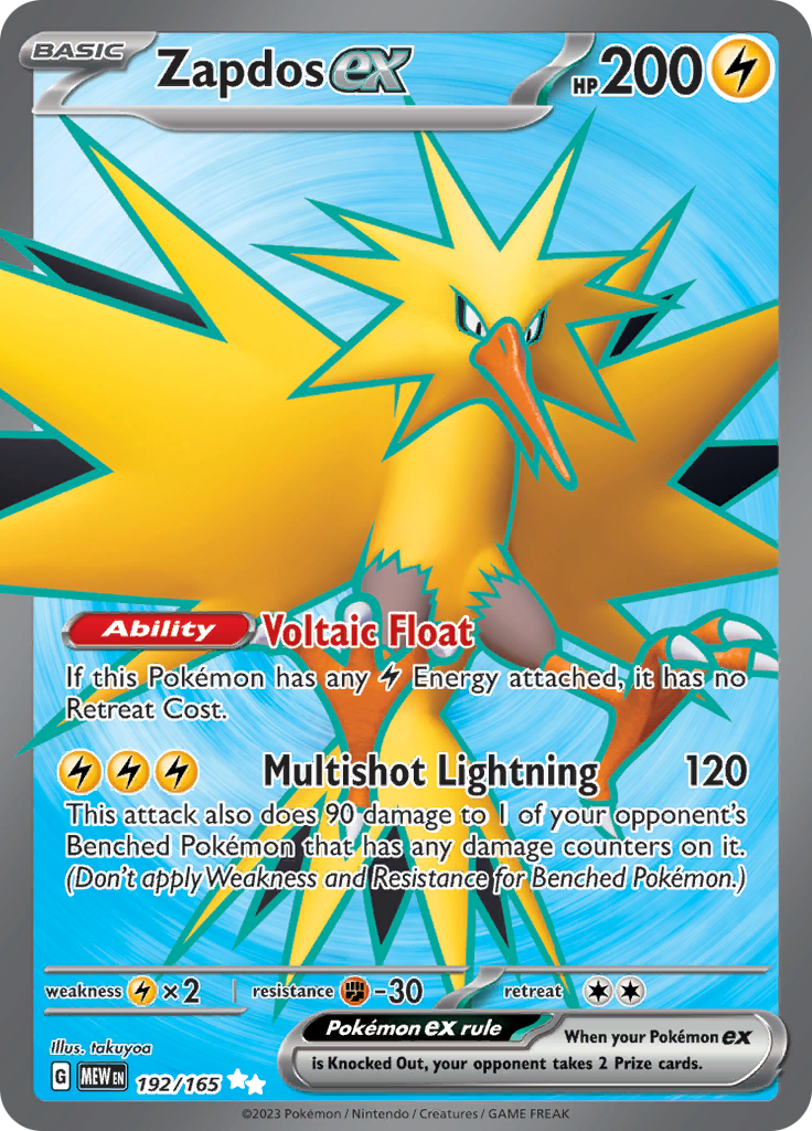 Zapdos ex - Scarlet & Violet 151 - 192/165 - Full Art