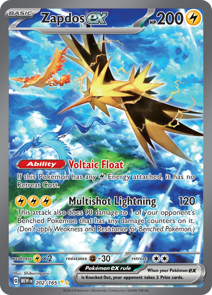 Zapdos ex - Scarlet & Violet 151 - 202/165 - Special Illustration Rare