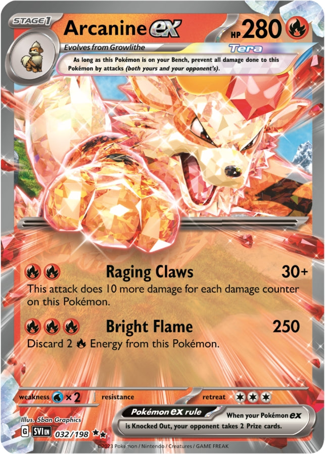 Arcanine ex - Scarlet & Violet Base 032/198 - Double Rare
