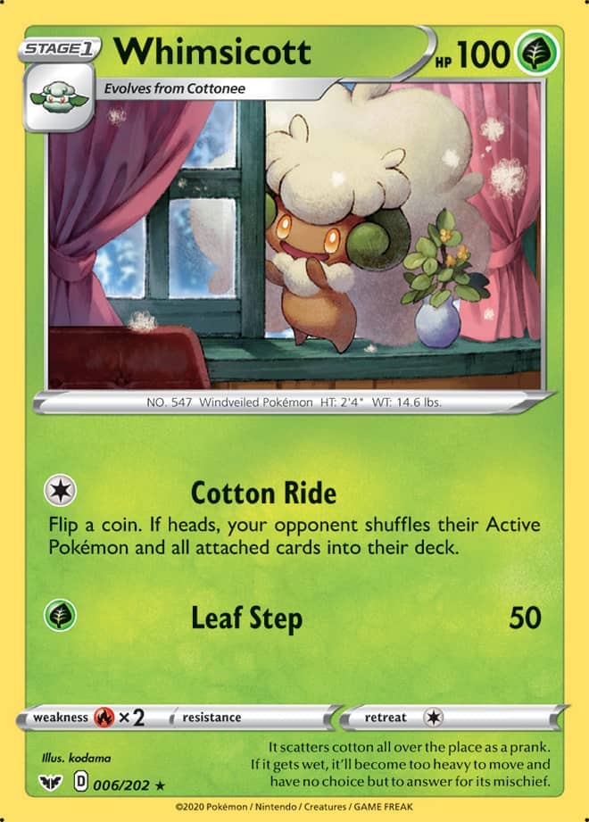Whimsicott - Sword & Shield Base 006/202 - Rare