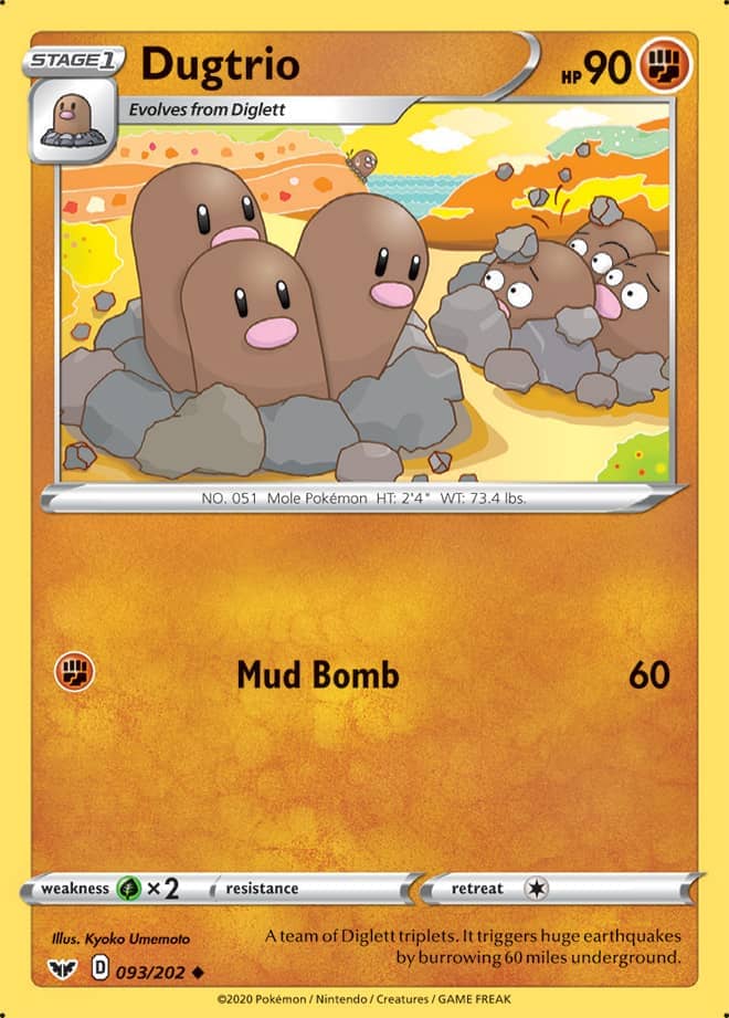 Dugtrio - Sword & Shield Base 093/202 - Uncommon