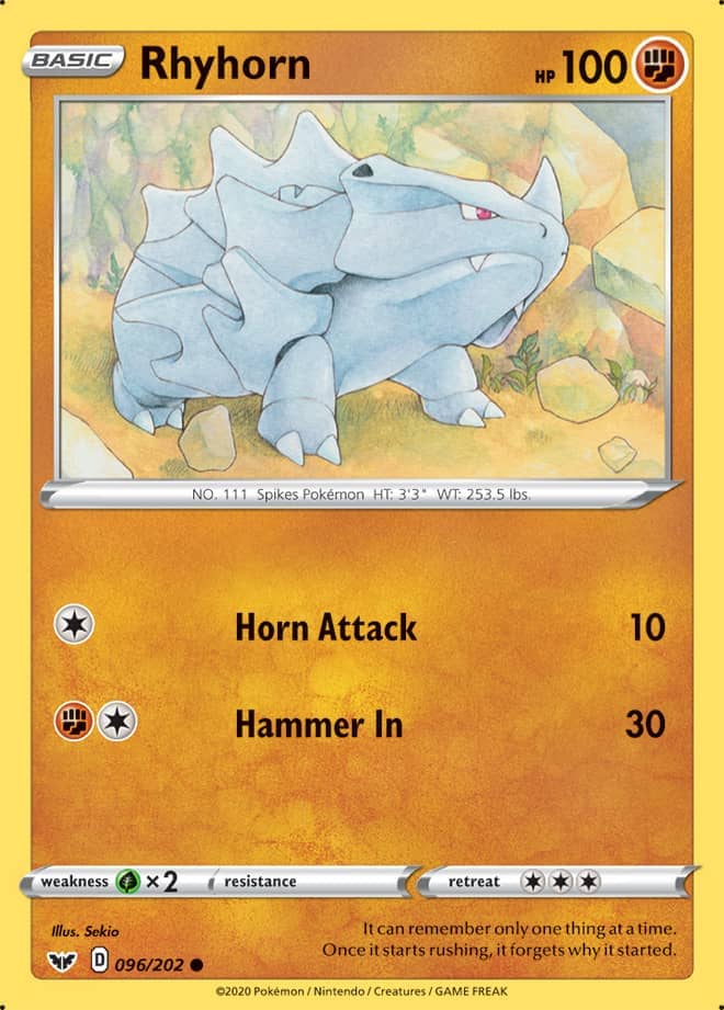 Rhyhorn - Sword & Shield Base 096/202 - Common