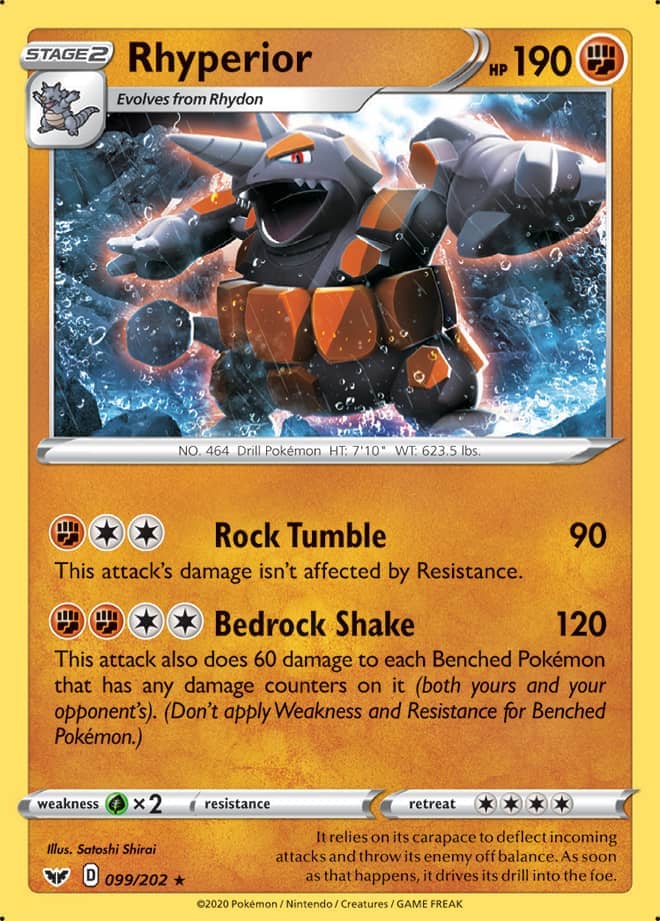 Rhyperior - Sword & Shield Base 099/202 - Rare Holo