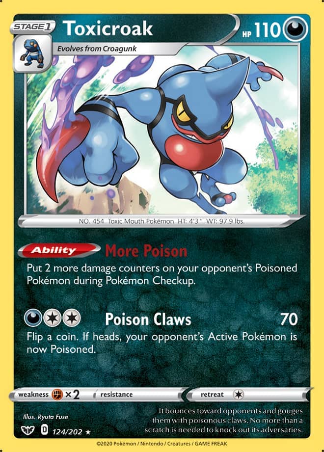 Toxicroak - Sword & Shield Base 124/202 - Rare Holo