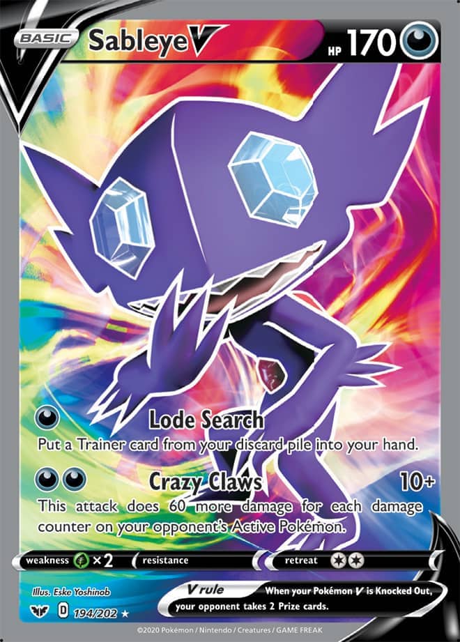 Sableye V - Sword & Shield Base 194/202 - Full Art
