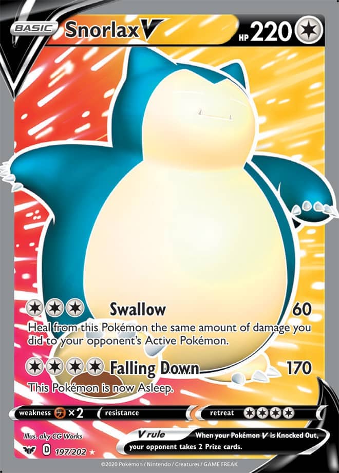 Snorlax V - Sword & Shield Base 197/202 - Full Art