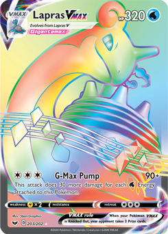 Lapras VMAX - Sword & Shield Base 203/202 - Secret Rare