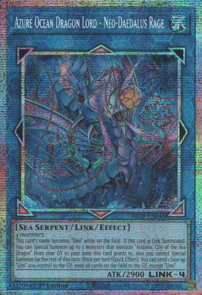 Azure Ocean Dragon Lord - Neo-Daedalus Rage - BETB-EN046 - 1st Edition - Starlight Rare