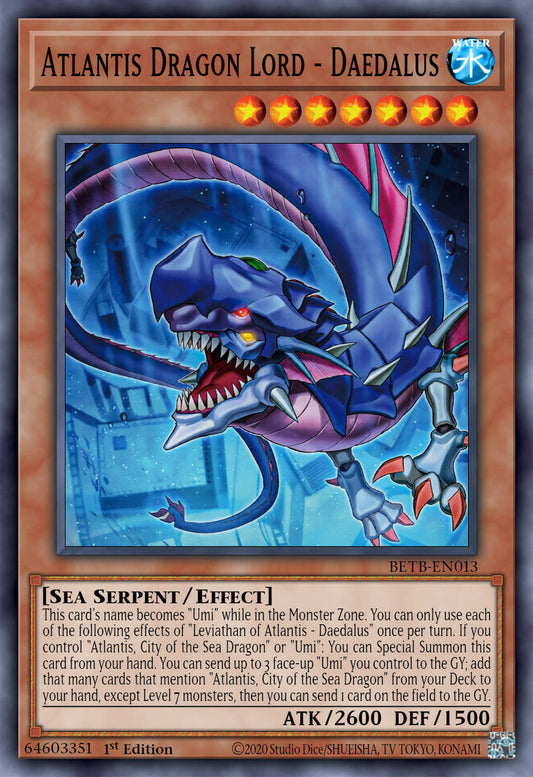 Levia-Dragon of Atlantis - Daedalus - BETB-EN013 - 1st Edition - Secret Rare