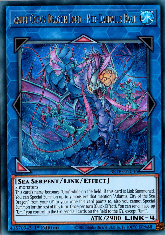 Azure Ocean Dragon Lord - Neo-Daedalus Rage - BETB-EN046 - 1st Edition - Ultra Rare