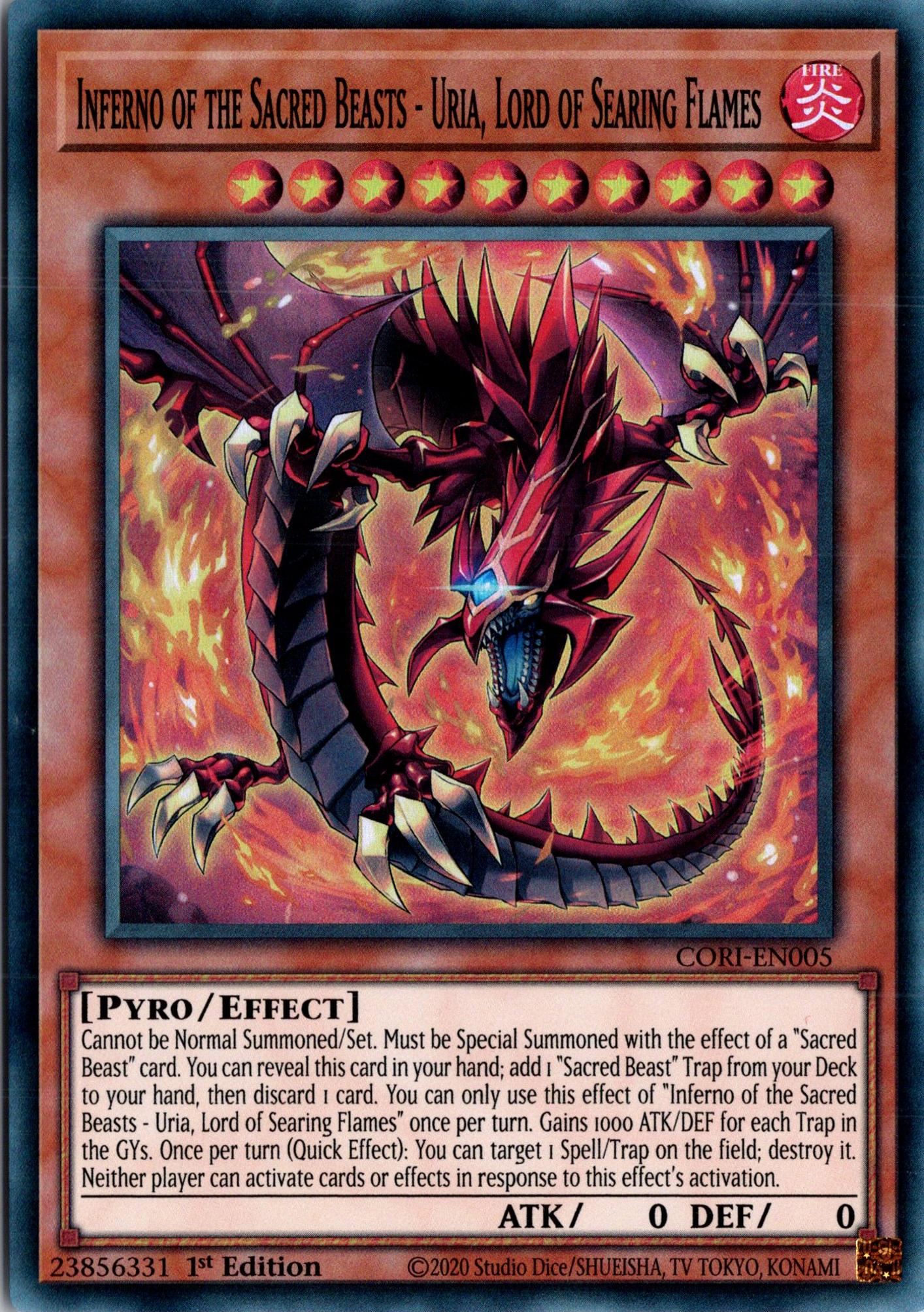 Inferno of the Sacred Beasts – Uria, Lord of Searing Flames - CORI-EN005 - 1st Edition - Super Rare