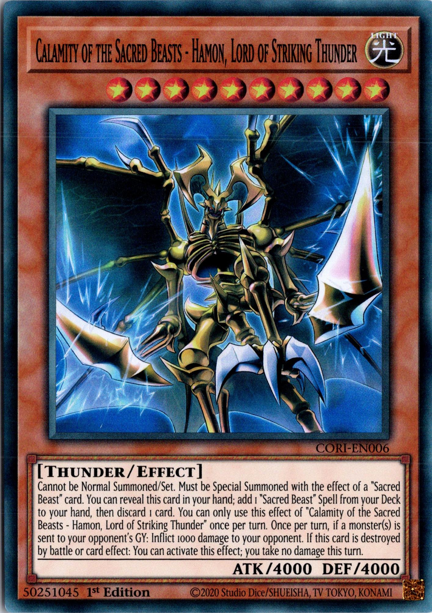 Calamity of the Sacred Beasts – Hamon, Lord of Striking Thunder - CORI-EN006 - 1st Edition - Super Rare