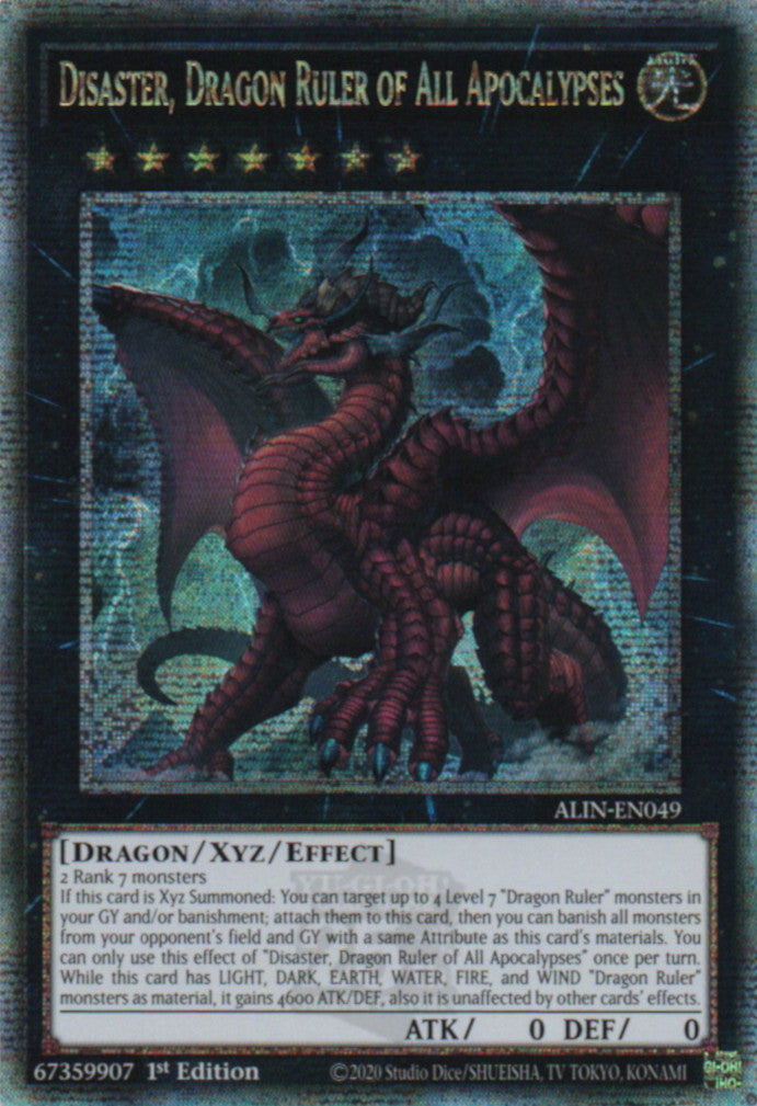 Disaster, Dragon Ruler of All Apocalypses - ALIN-EN049 - 1st Edition - Quarter Century Secret Rare