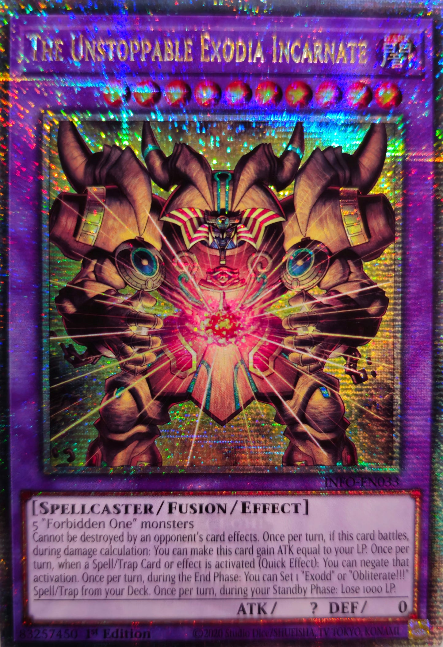 The Unstoppable Exodia Incarnate - INFO-EN033 - 1st Edition - Quarter Century Secret Rare