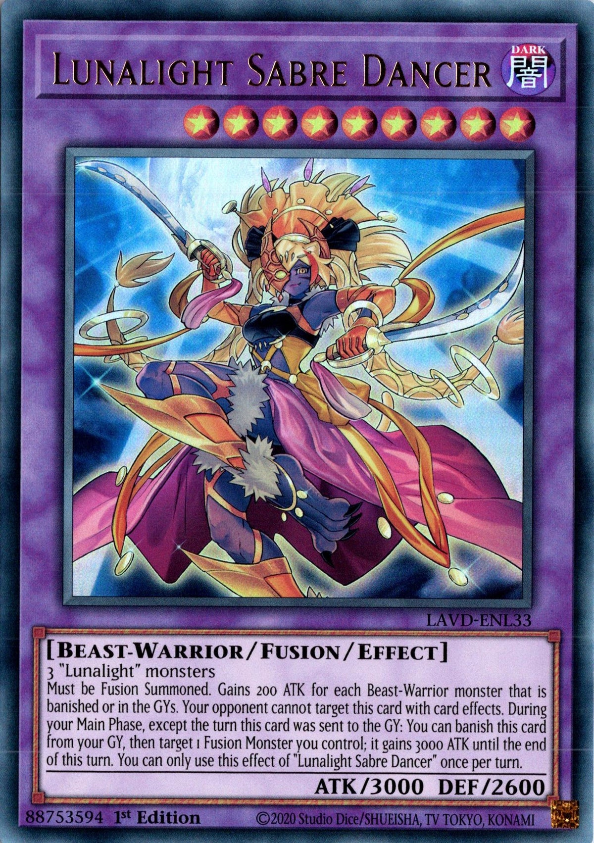Lunalight Sabre Dancer - LAVD-ENL33 - 1st Edition - Ultra Rare