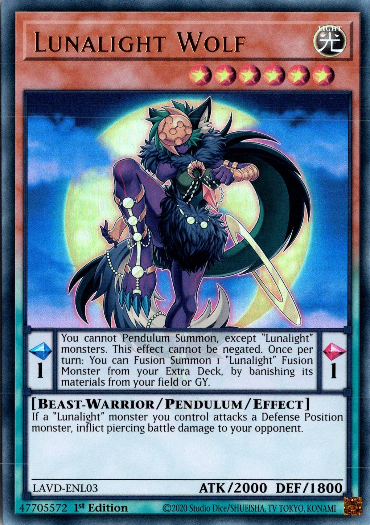 Lunalight Wolf - LAVD-ENL03 - 1st Edition - Ultra Rare