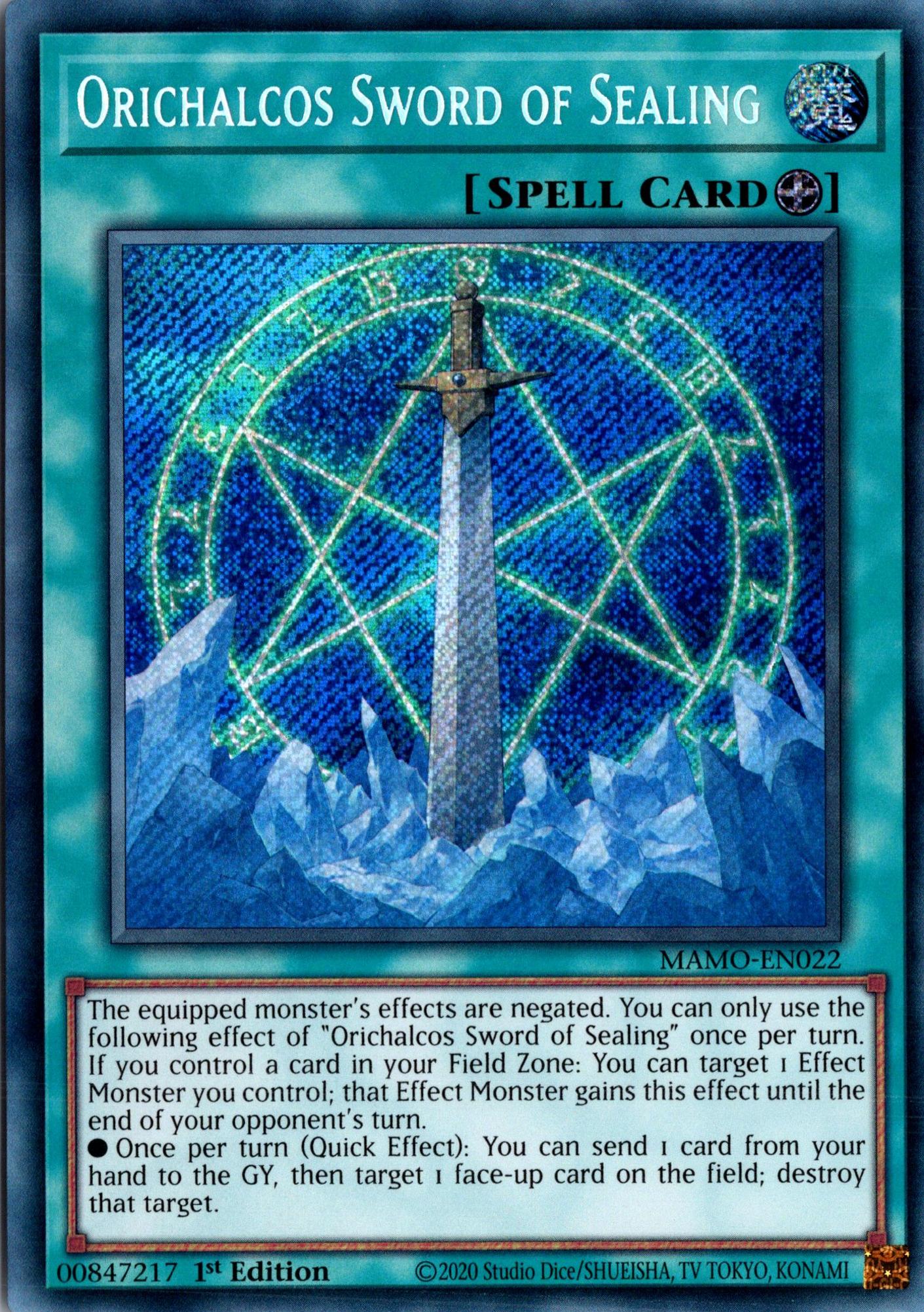 Orichalcos Sword of Sealing - MAMO-EN022 - 1st Edition - Secret Rare