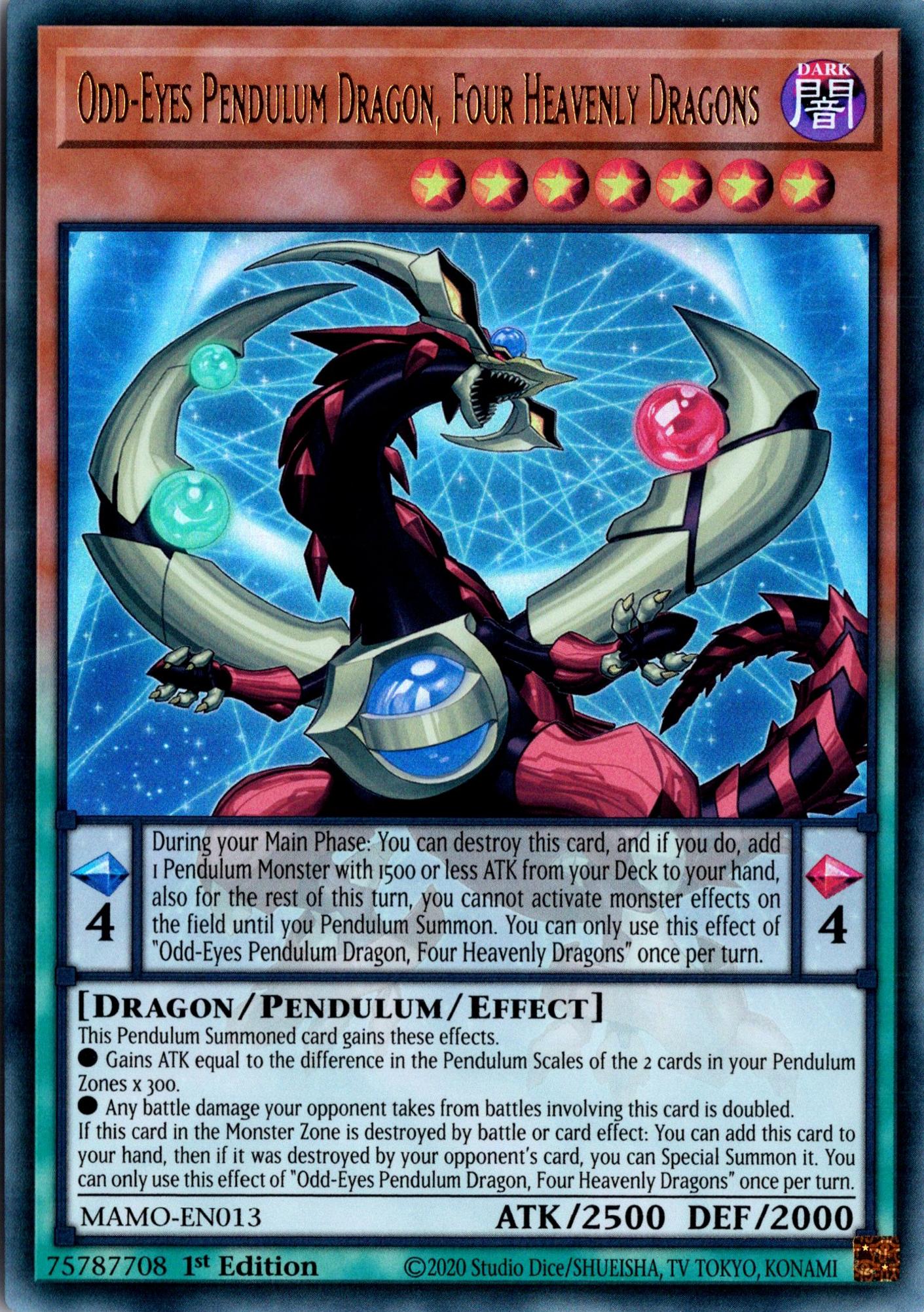 Odd-Eyes Pendulum Dragon, Four Heavenly Dragons - MAMO-EN013 - 1st Edition - Ultra Rare