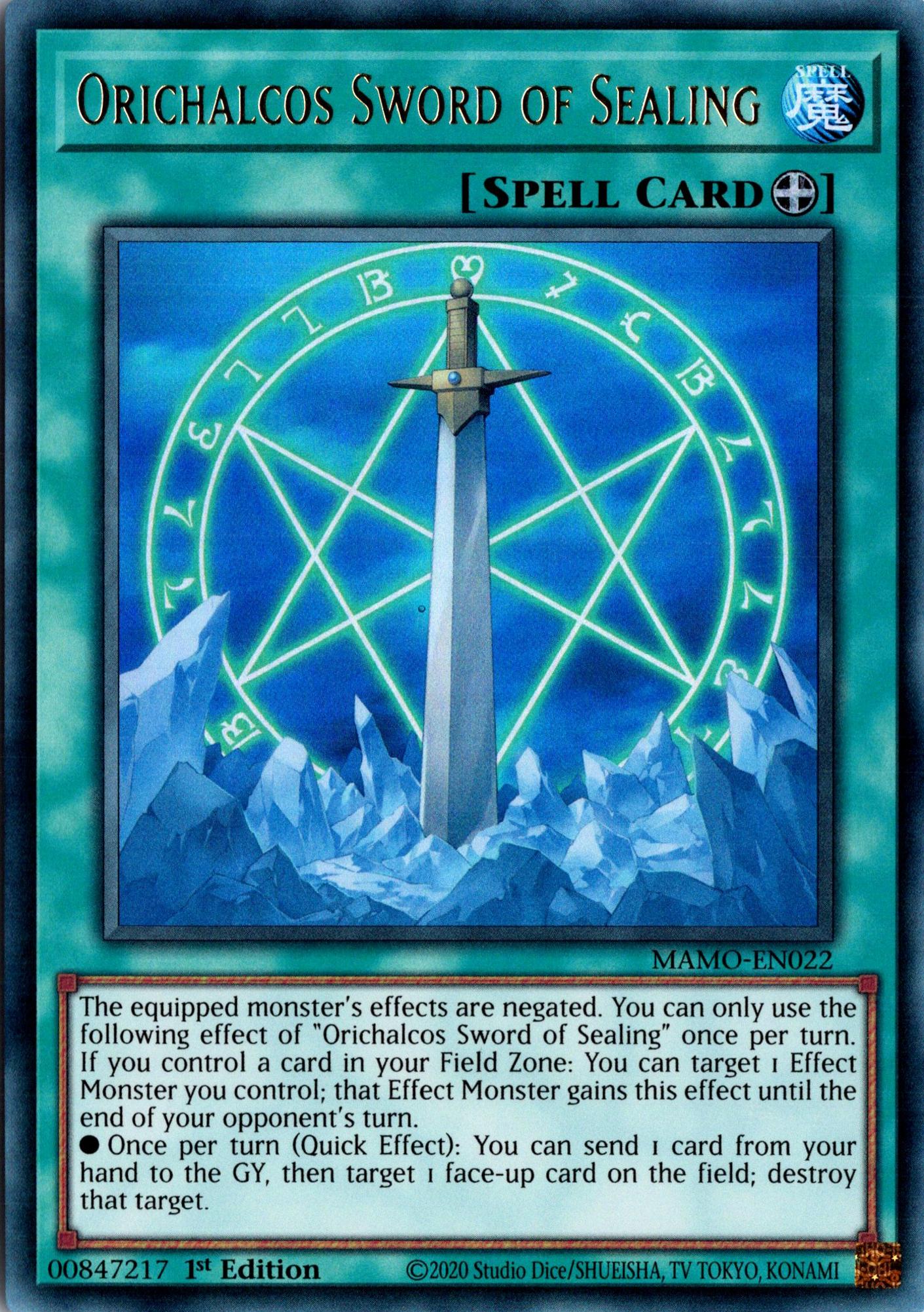 Orichalcos Sword of Sealing - MAMO-EN022 - 1st Edition - Ultra Rare