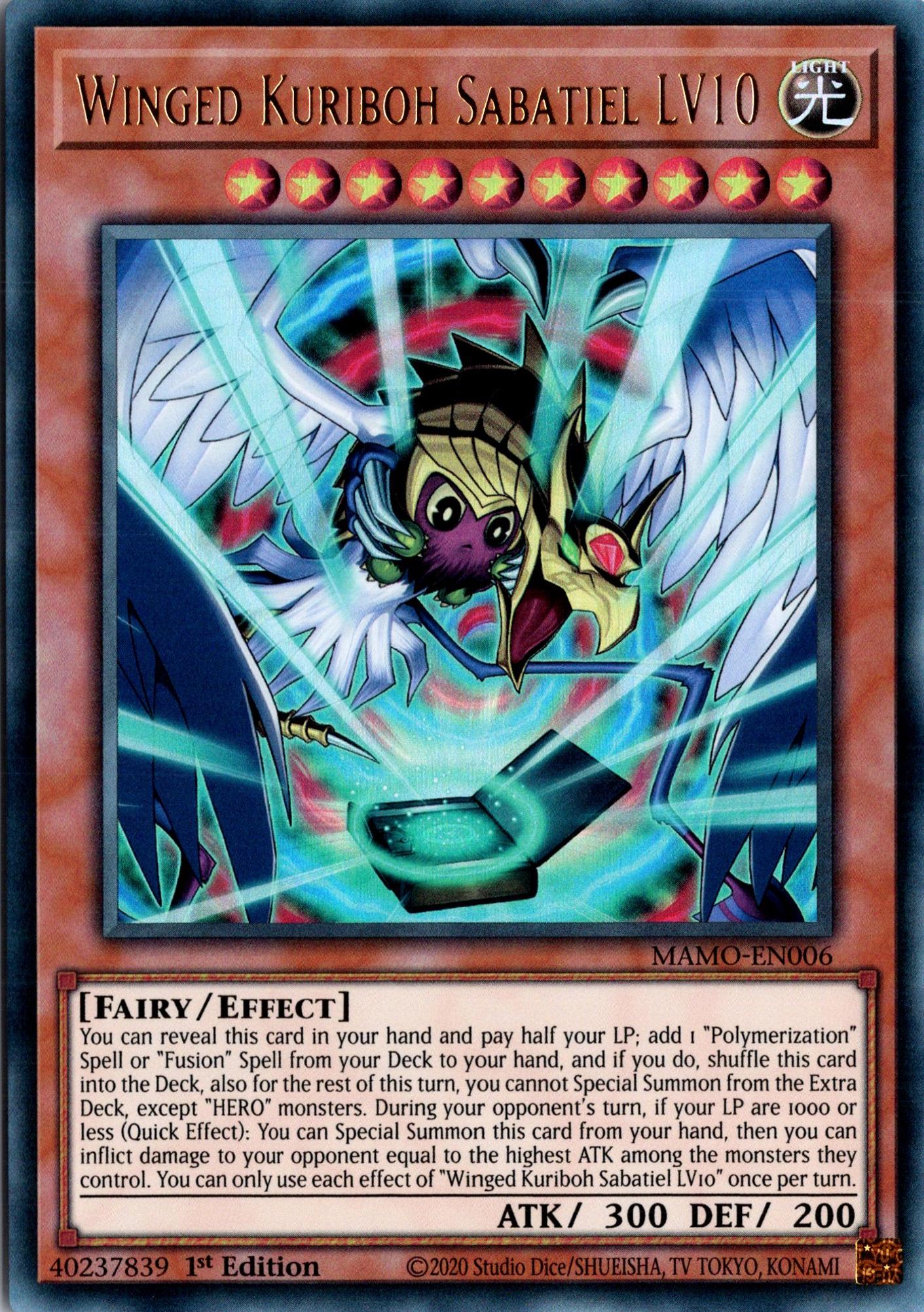 Winged Kuriboh Sabatiel LV10 - MAMO-EN006 - 1st Edition - Ultra Rare