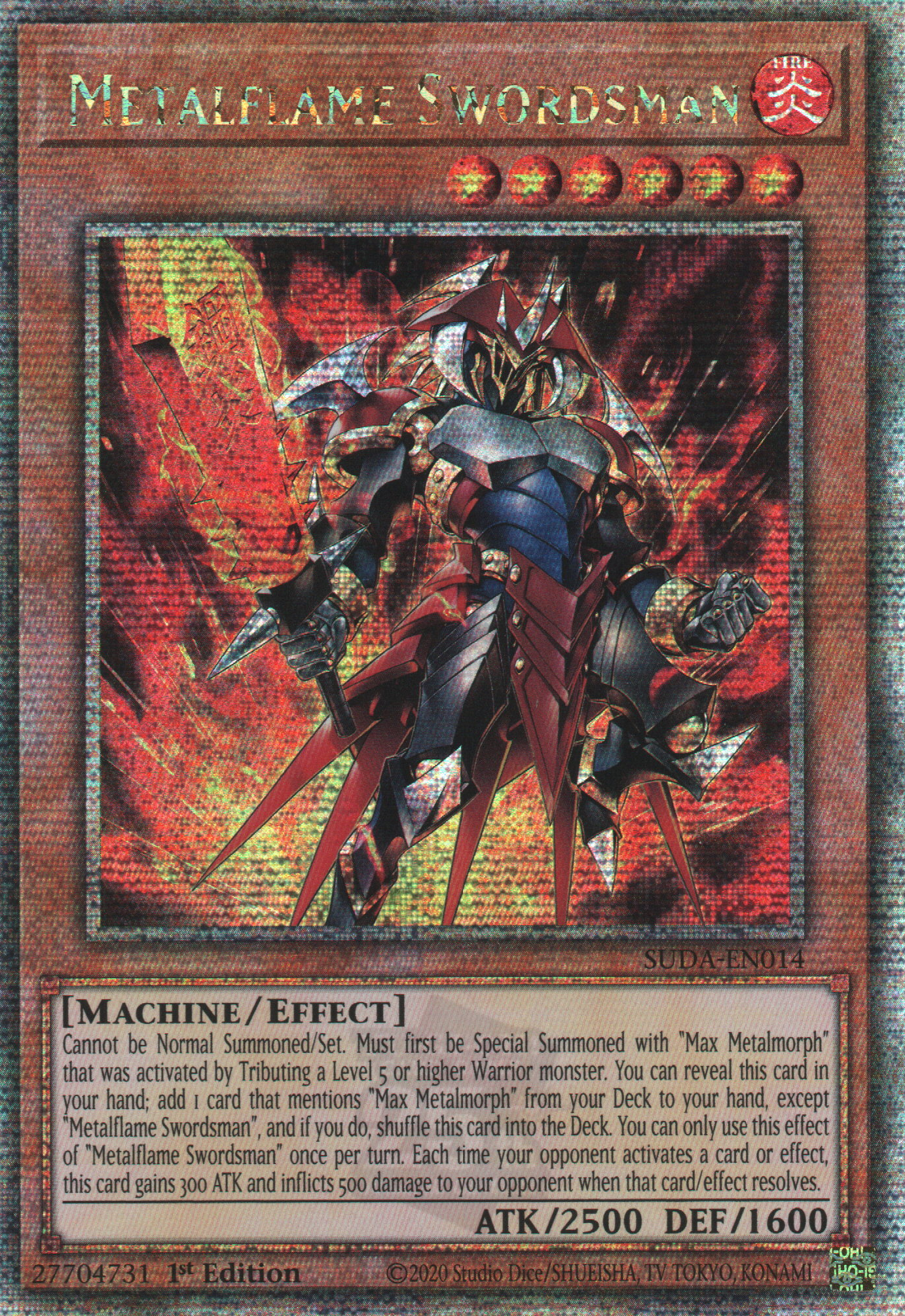 Metalflame Swordsman - SUDA-EN014 - 1st Edition - Quarter Century Secret Rare