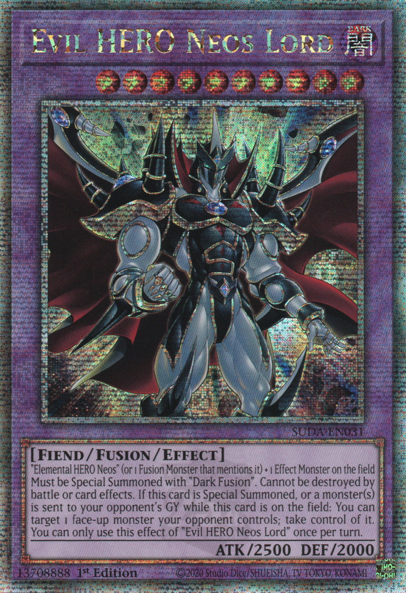 Evil HERO Neos Lord - SUDA-EN031 - 1st Edition - Quarter Century Secret Rare