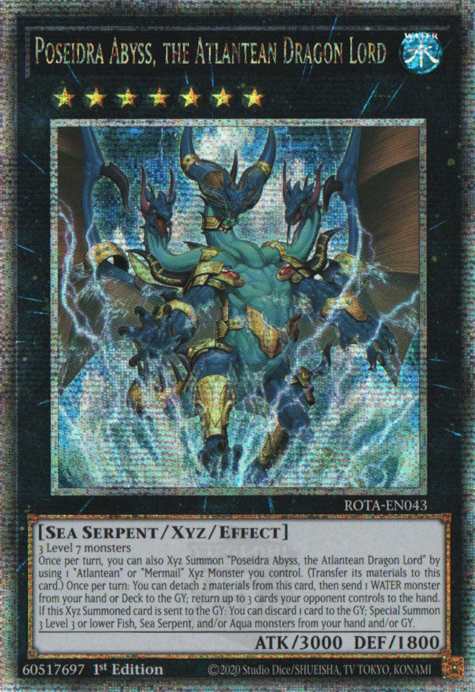 Poseidra Abyss, the Atlantean Dragon Lord - ROTA-EN043 - 1st Edition - Quarter Century Secret Rare