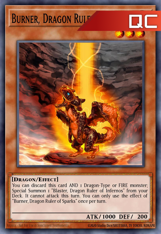 Burner, Dragon Ruler of Sparks - RA03-EN254 - 1st Edition - Quarter Century Secret Rare