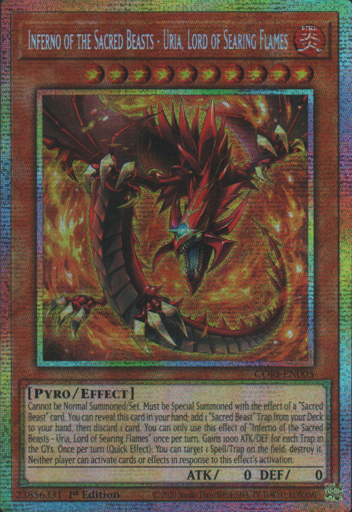 Inferno of the Sacred Beasts - Uria, Lord of Searing Flames - CORI-EN005 - 1st Edition - Starlight Rare