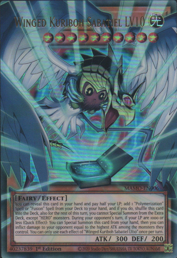Winged Kuriboh Sabatiel LV10 (extended art) - MAMO-EN006 - 1st Edition - Ultra Rare