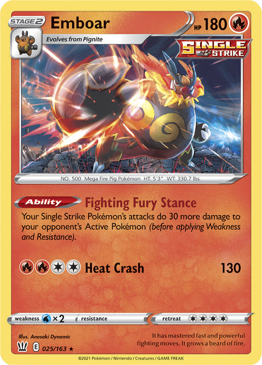 Emboar - Battle Styles 025/163 - Rare Holo