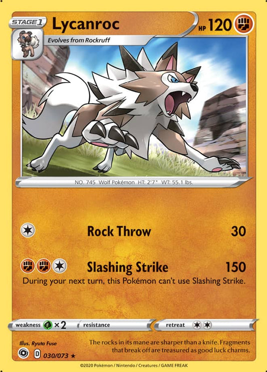 Lycanroc - Champion's Path 030/073 - Rare Holo