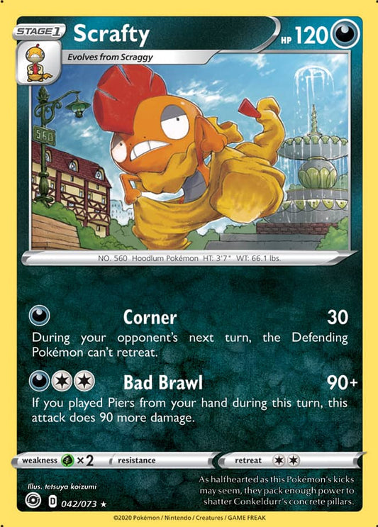 Scrafty - Champion's Path 042/073 - Rare Holo