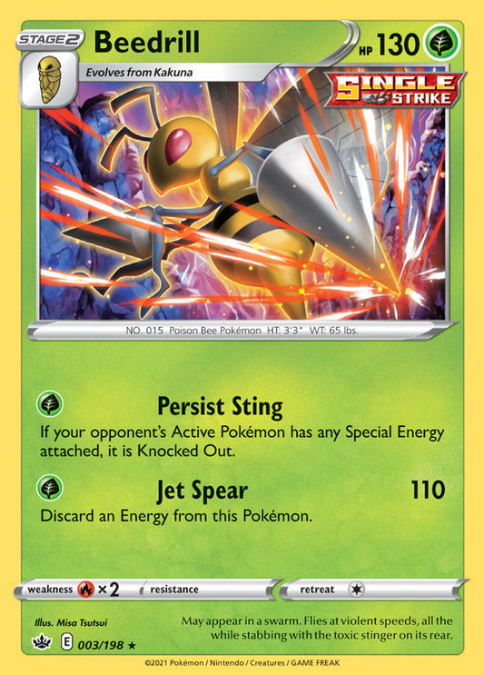 Beedrill - Chilling Reign 003/198 - Rare Holo