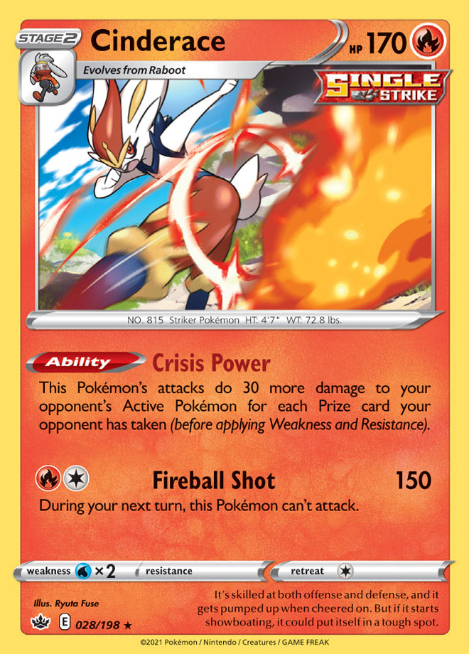 Cinderace - Chilling Reign 028/198 - Rare Holo