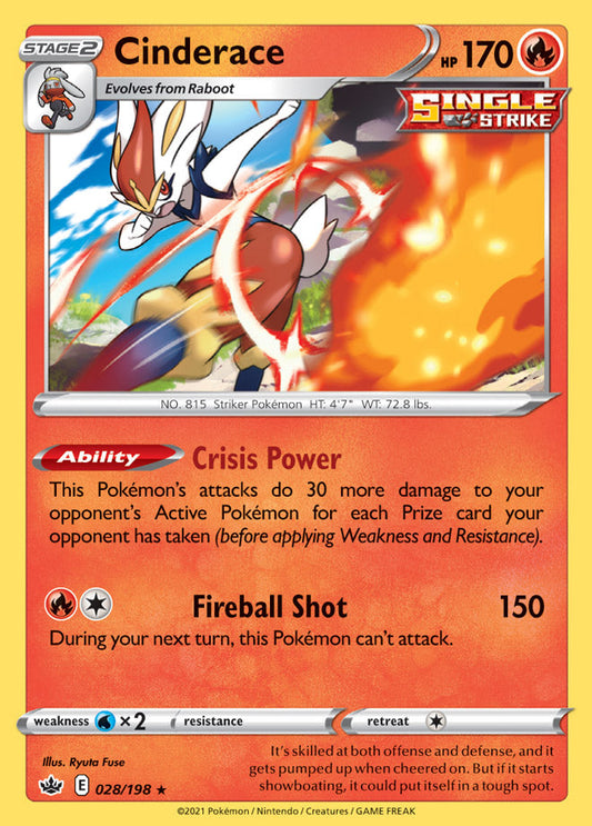 Cinderace - Chilling Reign 028/198 - Rare Holo