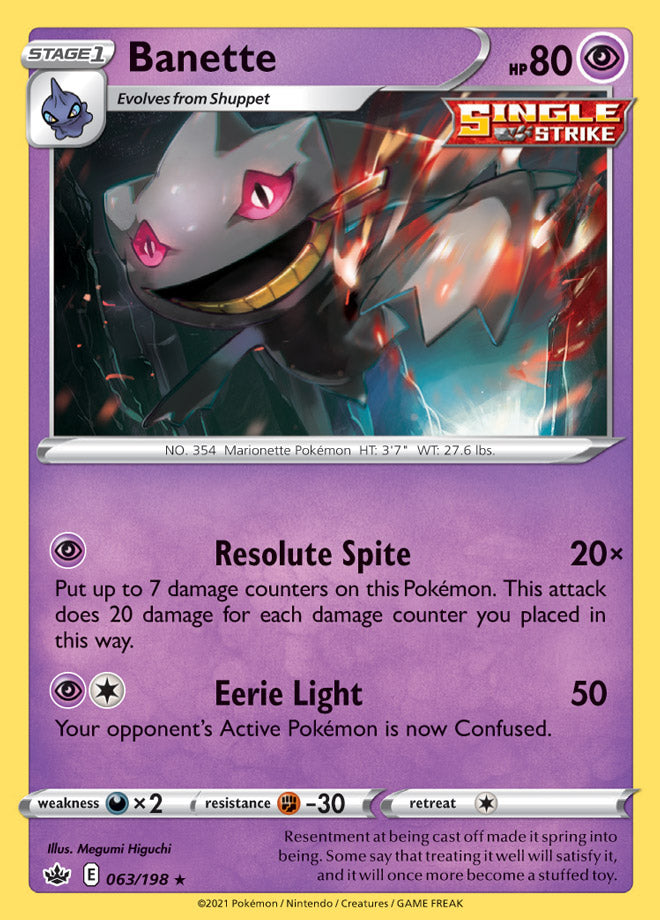 Banette - Chilling Reign 063/198 - Rare