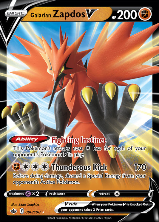 Galarian Zapdos V - Chilling Reign 080/198 - Ultra Rare