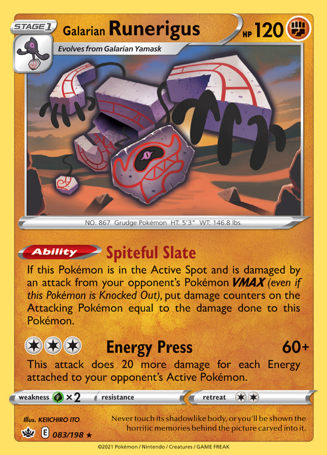 Galarian Runerigus - Chilling Reign 083/198 - Rare Holo