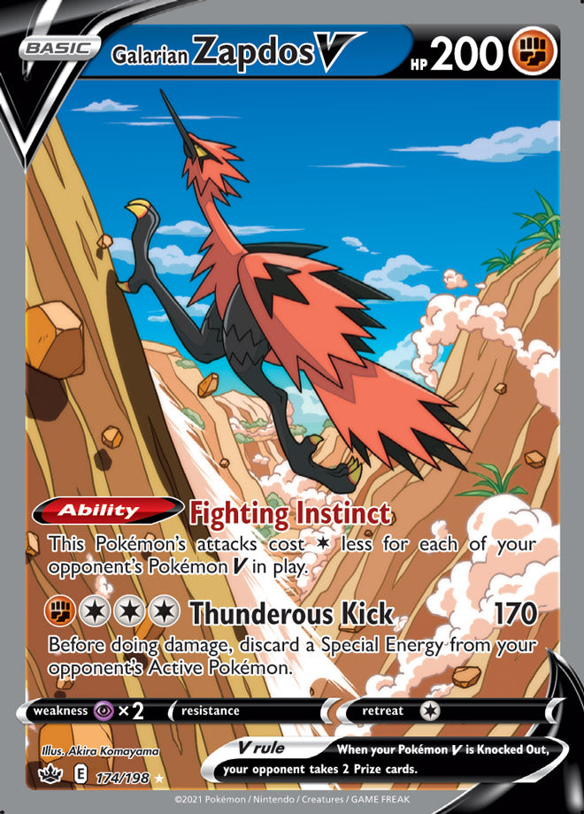 Galarian Zapdos V - Chilling Reign 174/198 - Alternate Art